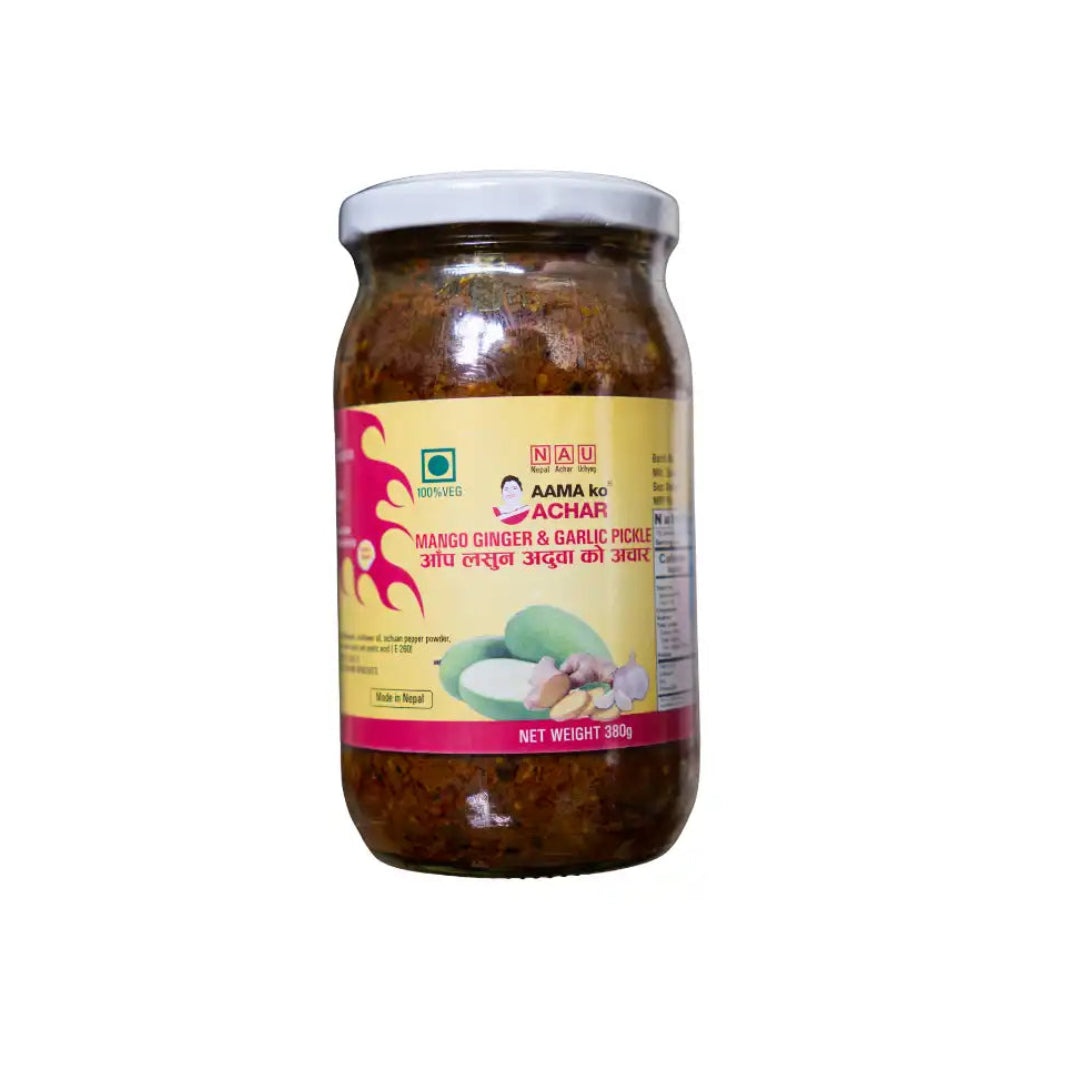 AAMA ko ACHAR Aap lasun aadhuwa ko achar (MANGO GINGER GARLIC PICKLE)
